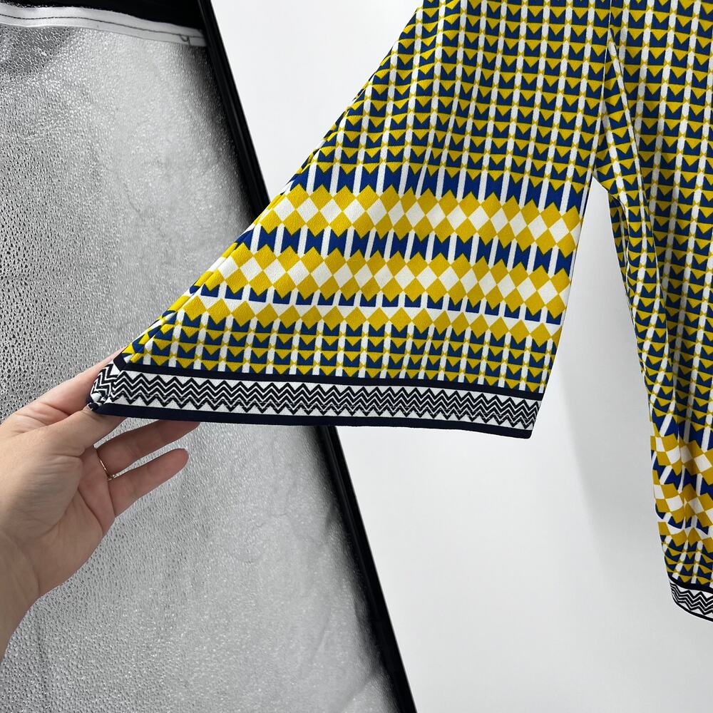 Chico's Yellow Blue Geometric Pattern Quarter Sle… - image 8